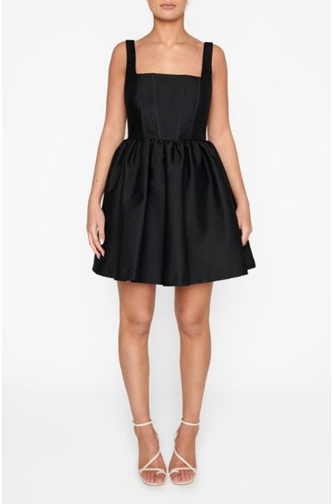 Angela Black Corseted Skater Mini-Dress