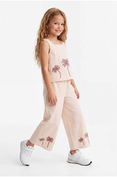 Powder Embroidered / Embroidered Knitted Bottom - Top Set