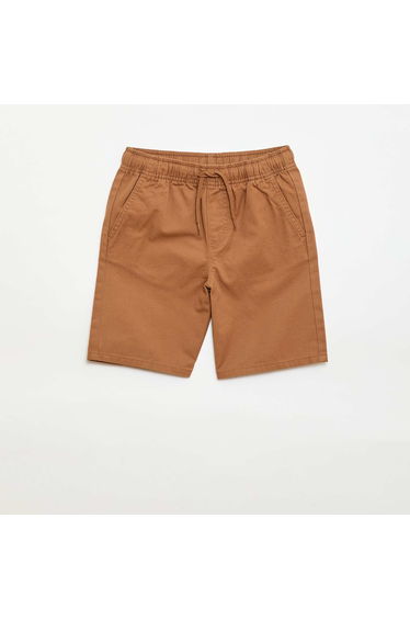 Plain Chino Bermuda Shorts with Drawstrings BEIGE