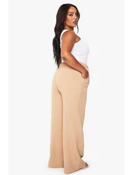 Plus Tailored Pin Stripe Elasticated Wide Leg Trouser - stone - 1