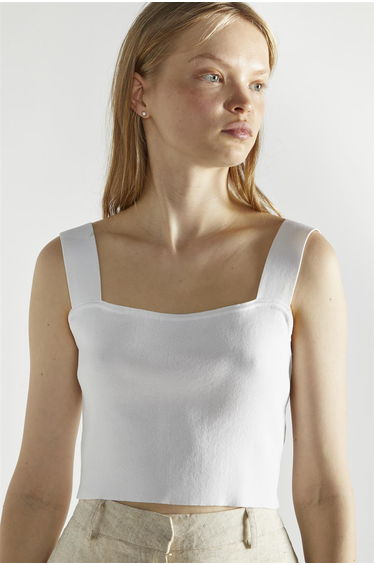 White Square-Neck-Tops