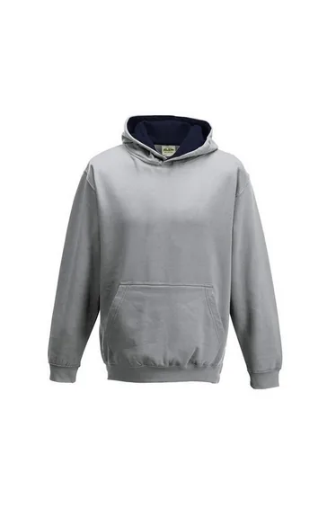 Awdis Childrens/Kids Varsity Hoodie - Heather Grey/French Navy