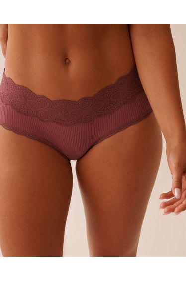PREORDER Lace Trim Ribbed Hiphugger Panty