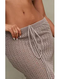 Petite Taupe Crochet Midaxi Skirt - 2