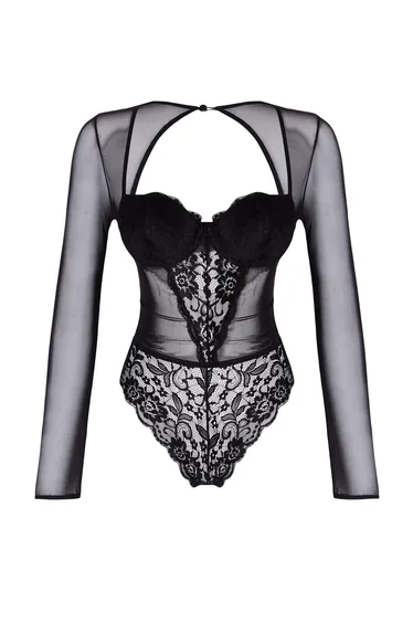 Black Lace Slim Cut Out Openwork Fixed Cap Body