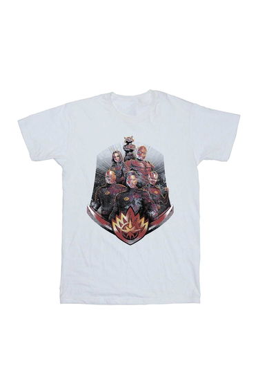 Guardians Of The Galaxy Volume 3 Girls Group Pose Cotton Distressed T-Shirt - White