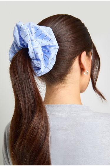 Oversized Striped Scrunchie - baby blue