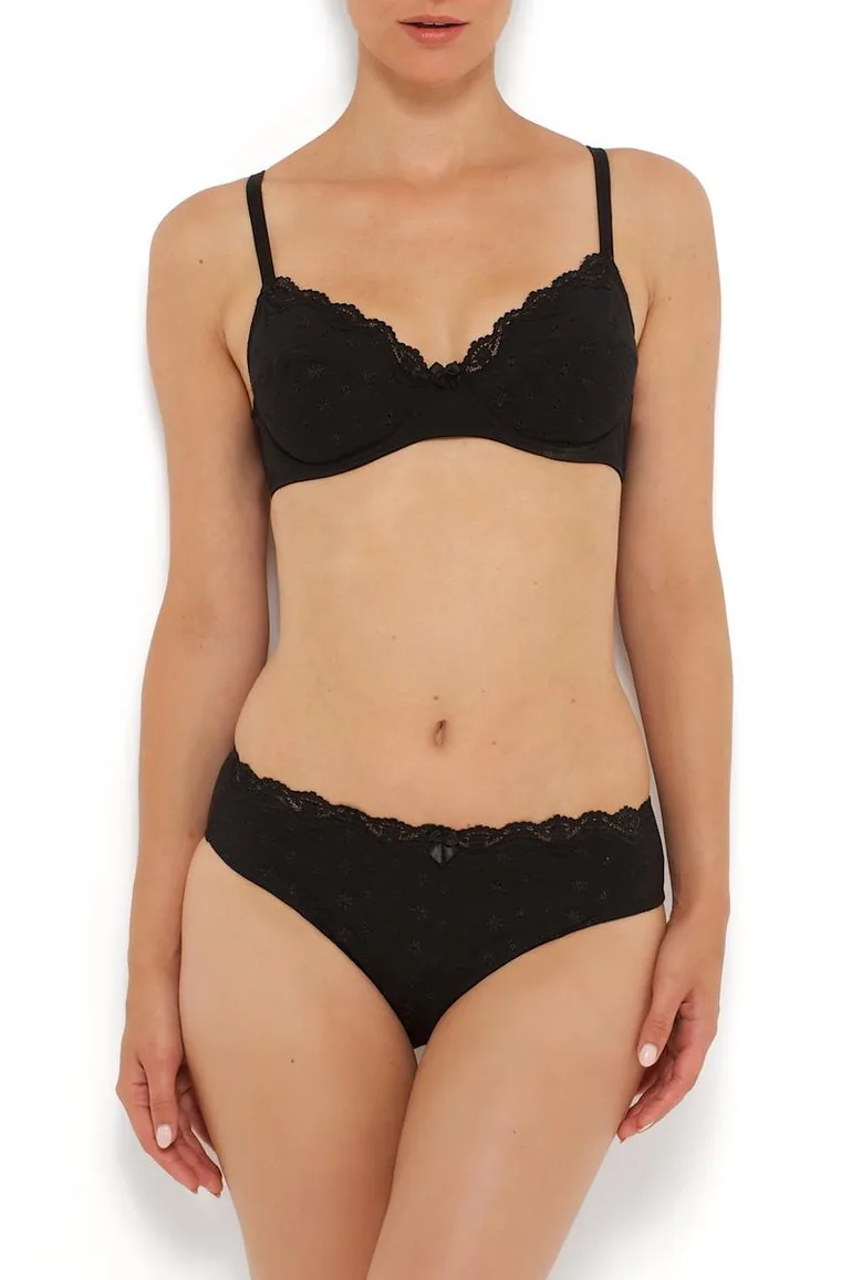 Embroidered Cotton Full Cup Bra