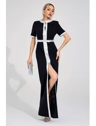Theodora Black Diamond Maxi Dress - 1
