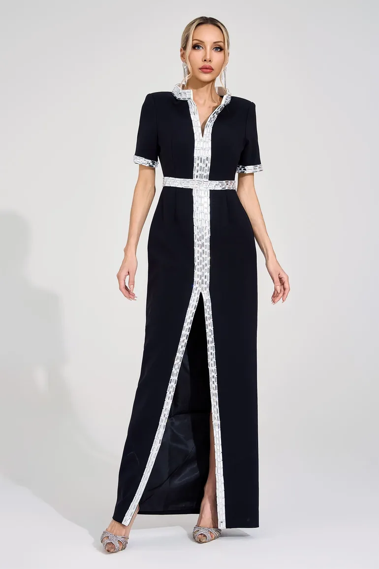 Theodora Black Diamond Maxi Dress