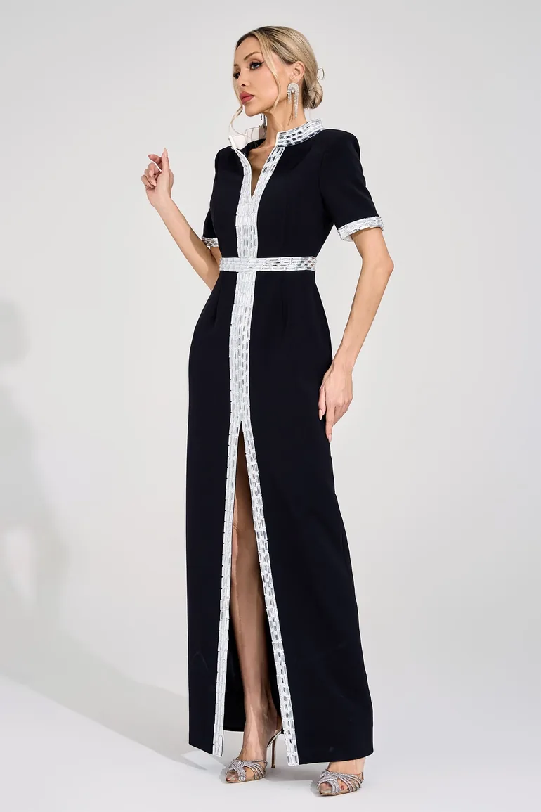 Theodora Black Diamond Maxi Dress - 2