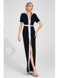 Theodora Black Diamond Maxi Dress - 4