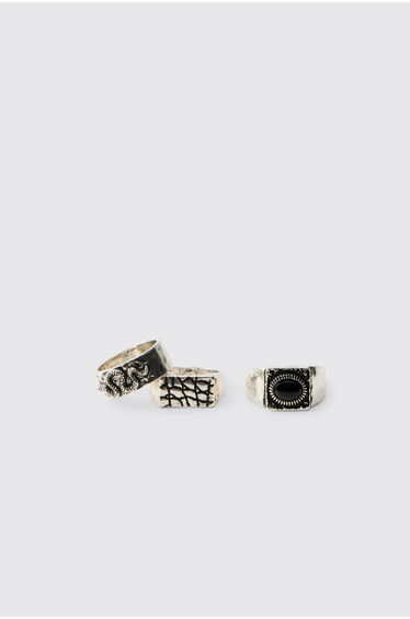 3 Pack Chunky Rings - silver