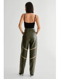 Seam Detail Distressed Pu Trouser - 3
