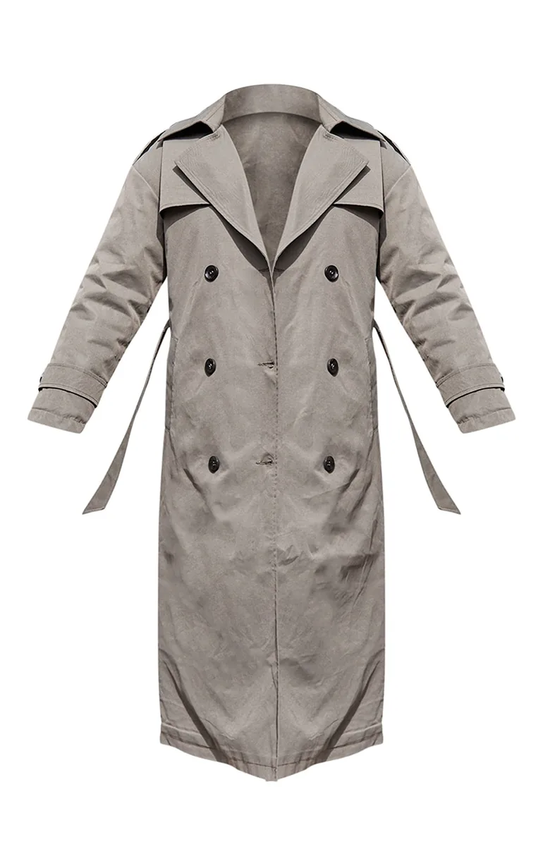 Sage Green Woven Quilted Lining Trench Coat - 4