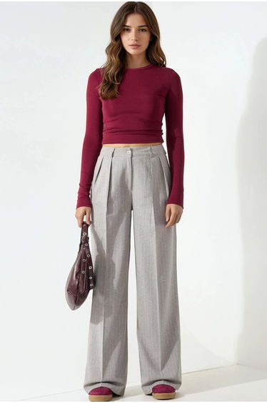 Striped Wide Leg Pleated Palazzo Pants