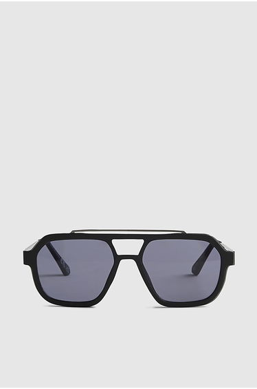 Black Rubberised Aviator Sunglasses