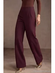Basic Wide Leg Fabric Trousers - 1