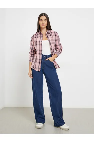 Dark Blue High Rise Wide Leg Jeans