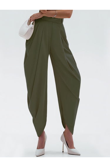 Olive Green Tulip Hem Trousers