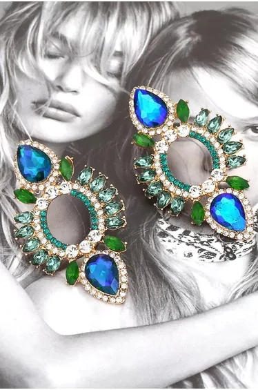 Phoenix Blue Rhinestone Earrings