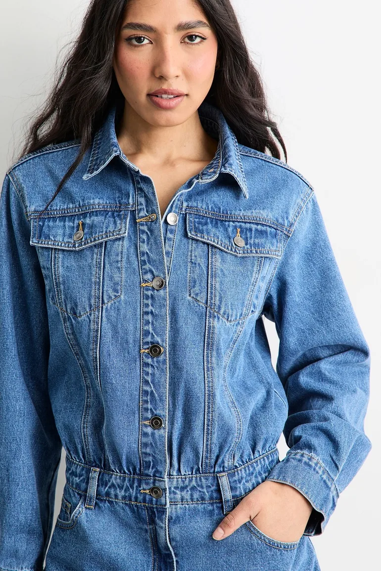Denim Shirt Mini Dress - 2