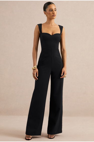 Jorja | Black Sweetheart-Neck Jumpsuit