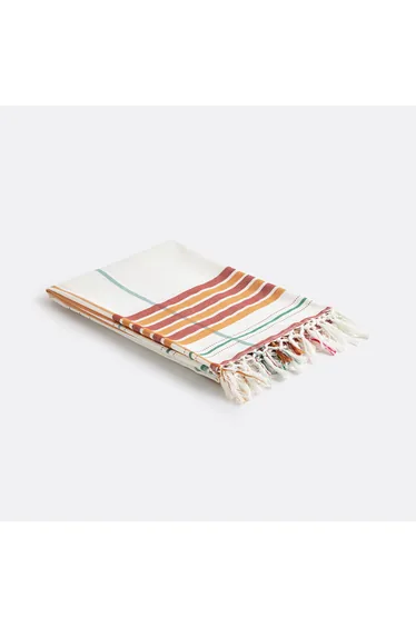 Striped Fouta XL in Dyed Woven Cotton, Socco