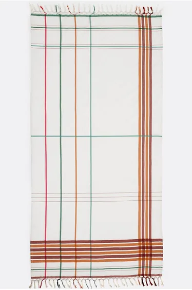 Striped Fouta XL in Dyed Woven Cotton, Socco