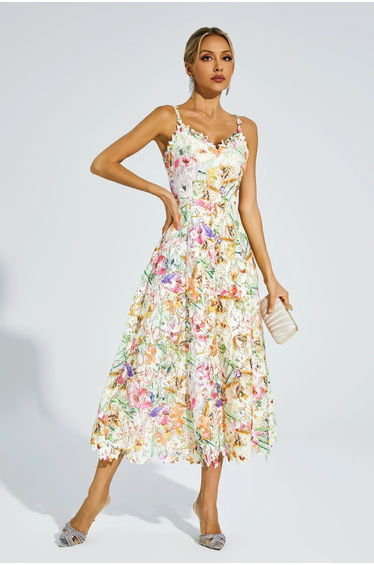 Boswell Floral Embroider Midi Dress