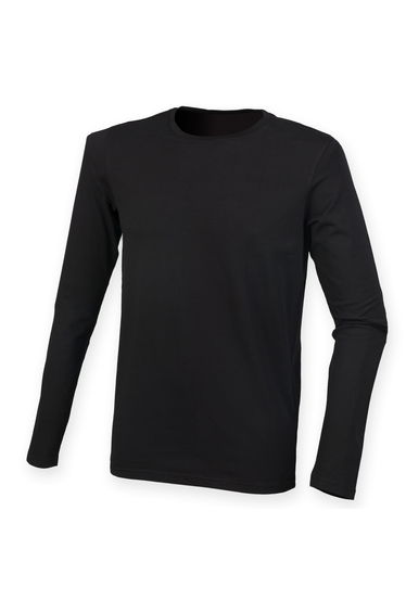 Skinnifit Mens Feel Good Long Sleeved Stretch T-Shirt - Black