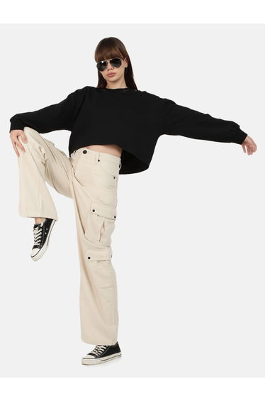 Women High Rise Relaxed Fit Cargo Jeans