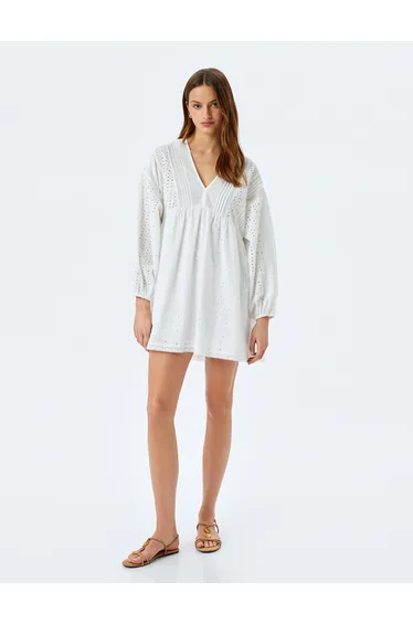 فستان كوتون قصير على شكل حرف A