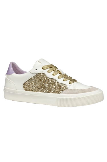 Geox Womens/Ladies D Emmeleny Trainers - Optic White/Light Gold
