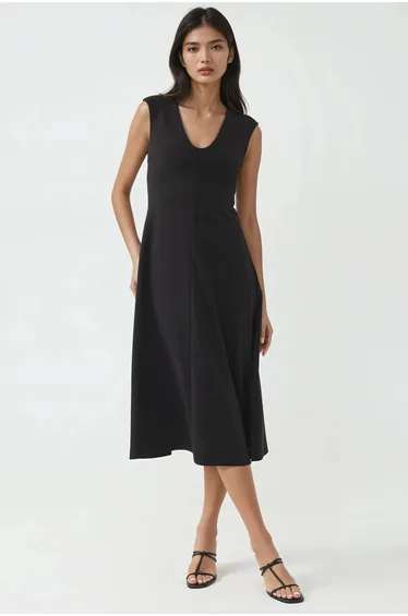 BUSEM V-Neck A-Form Midi Dress