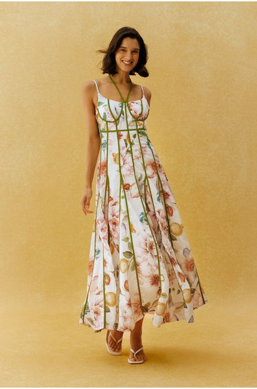 Falling For You White Floral Print Corset Maxi Dress