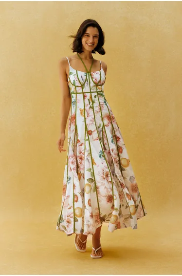 Falling For You White Floral Print Corset Maxi Dress