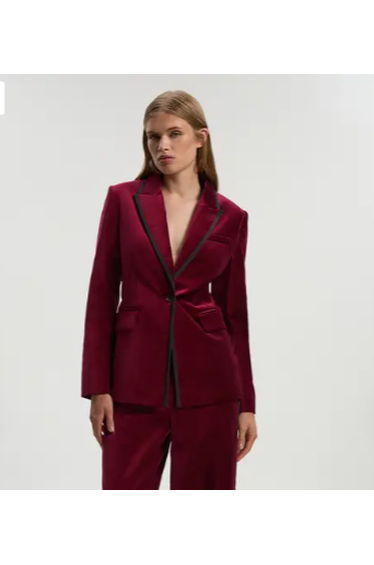 Petite Velvet Groisgrain Tailored Blazer