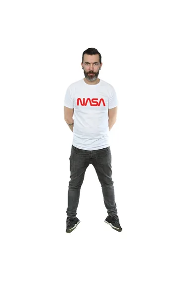 NASA Mens Modern Logo Cotton T-Shirt - White