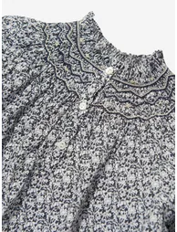 Girls Petal Smocked Blouse in Blue - 2