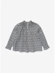 Girls Petal Smocked Blouse in Blue