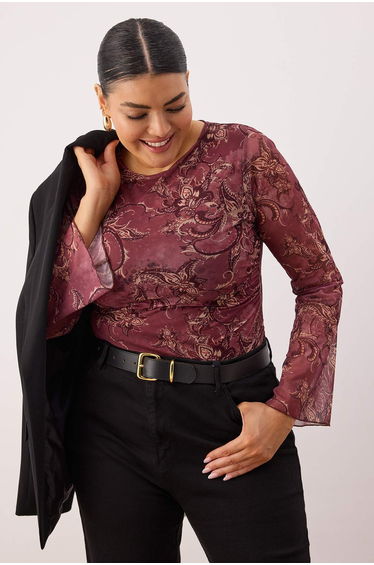 Teen multicolor shawl pattern boat neck asymmetric bodycon plus size blouse
