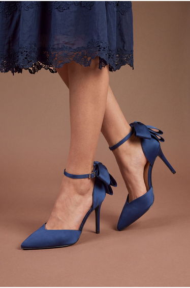 Kittie Satin Back Bow Pointed High Stiletto Heel Court Shoes