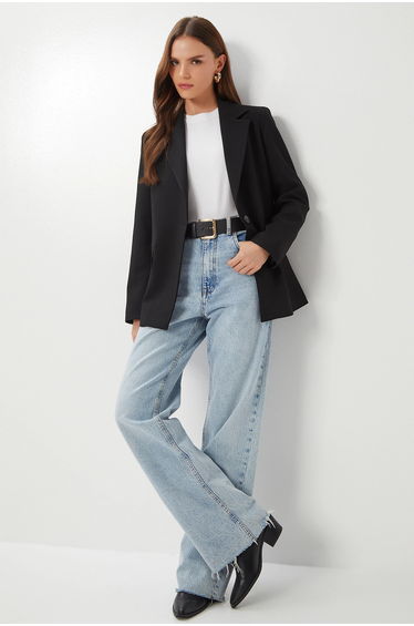 ISTANBUL Viscose Blend Buttoned Blazer Jacket