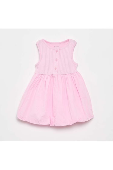 Sleeveless Mixed-Material Dress PINK