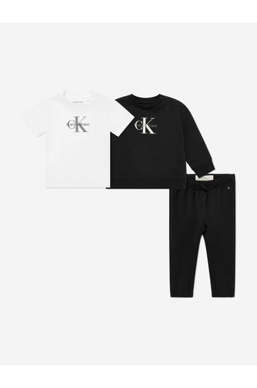 Calvin Klein Baby Monogram Tracksuit Gift Set in Black