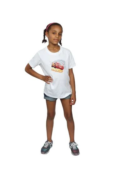 Cars Girls Lightning McQueen Cotton T-Shirt - White