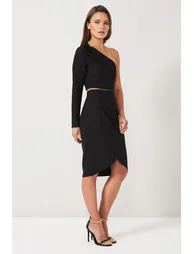 Black One Shoulder and Skirt Set - 2