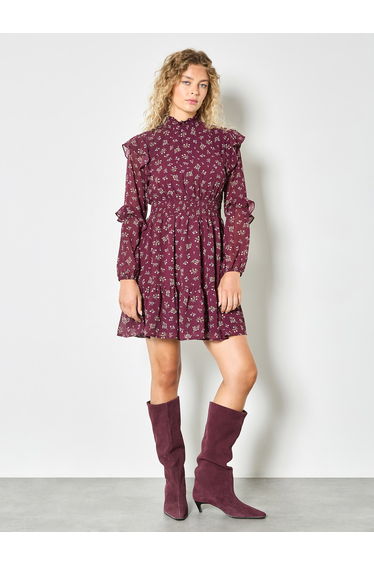 Ditsy Floral Chiffon Tiered Mini Dress