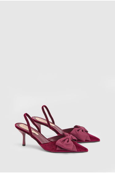 Lina Velvet Slingback Bow Detail Medium Stiletto Heel Court Shoes